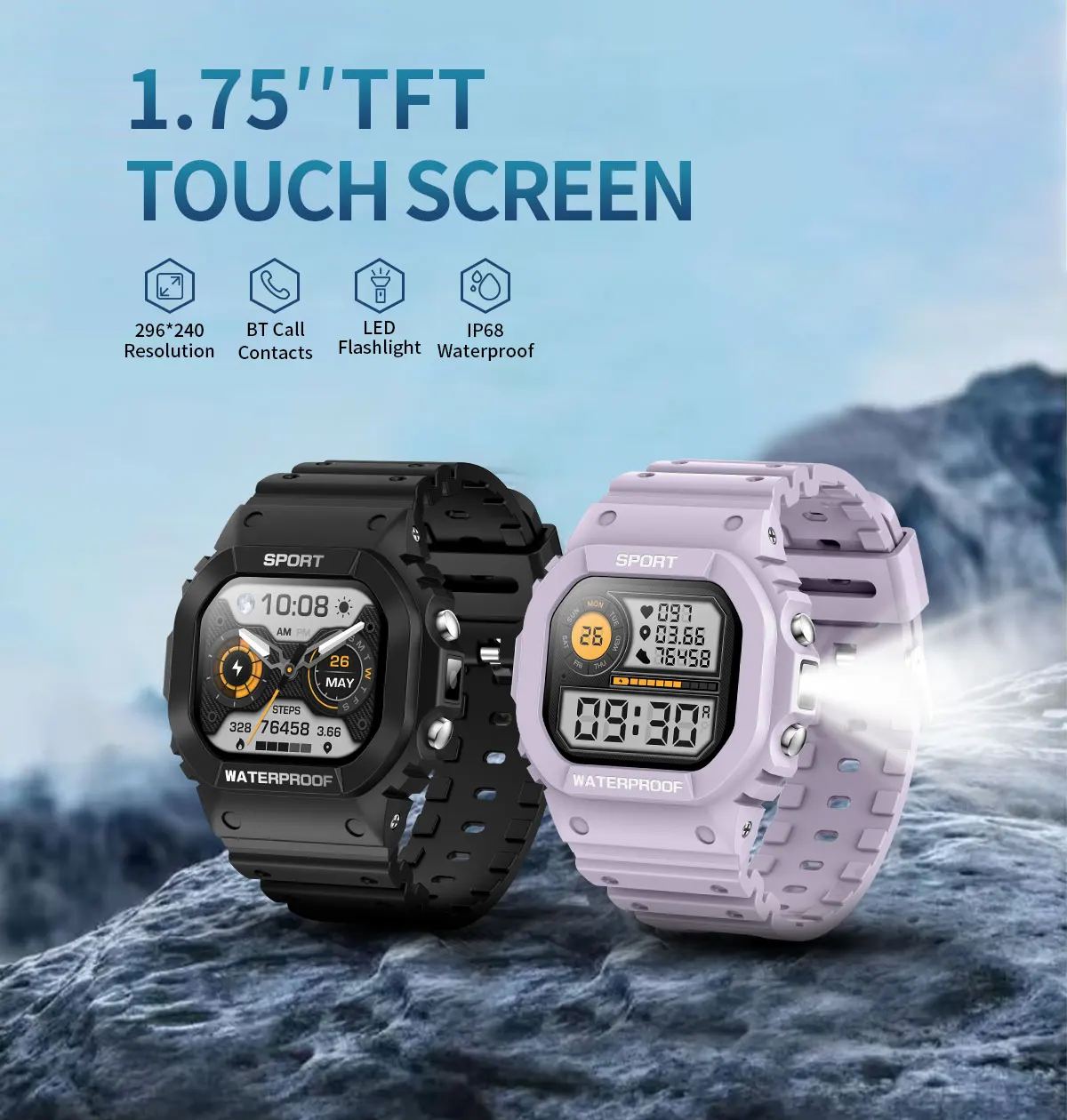 

YTOM NEWEST LC31 Smart Watch WITH LED Flashlight Compass IP68 Waterproof Sport SmartWatch For Men Women Bluetooth Call SOS