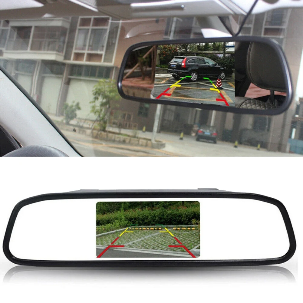 4.3Inch Car DVR Dash Camera Rear View Mirror Monitor Supports 2-Way Video Recorder Dash Cam LCD Display