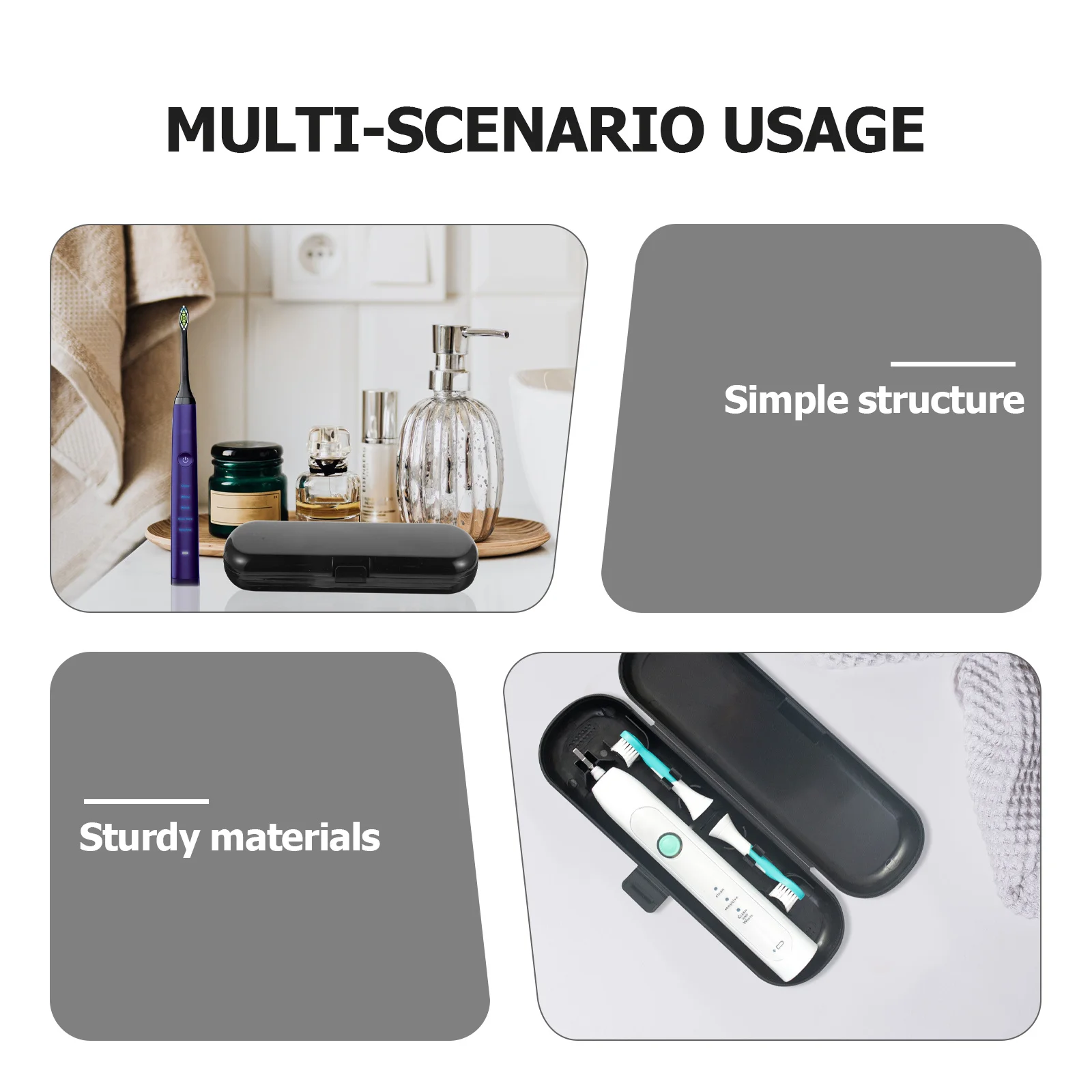 

4Pcs Electric Toothbrush Case Premium PP Material Waterproof Portable Travel Organizer Electric Toothbrush Case