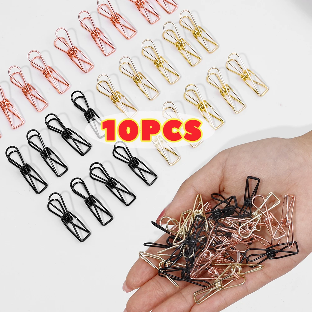 10PCS Multipurpose Windproof Clothespin Metal Hollow Dovetail Clamps Sturdy Hanging Clips Towels Socks Clips Home Storage Tools