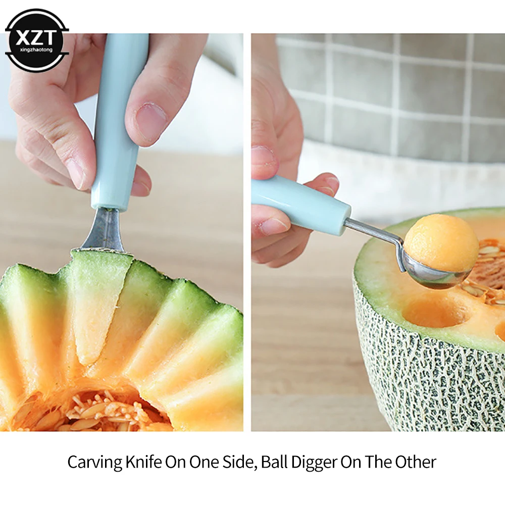 Newest Watermelon Ice Cream Dig Ball Scoop Spoon Watermelon Melon Fruit Carving Knife Cutter Diy Assorted Cold Dishes Tools 1PC