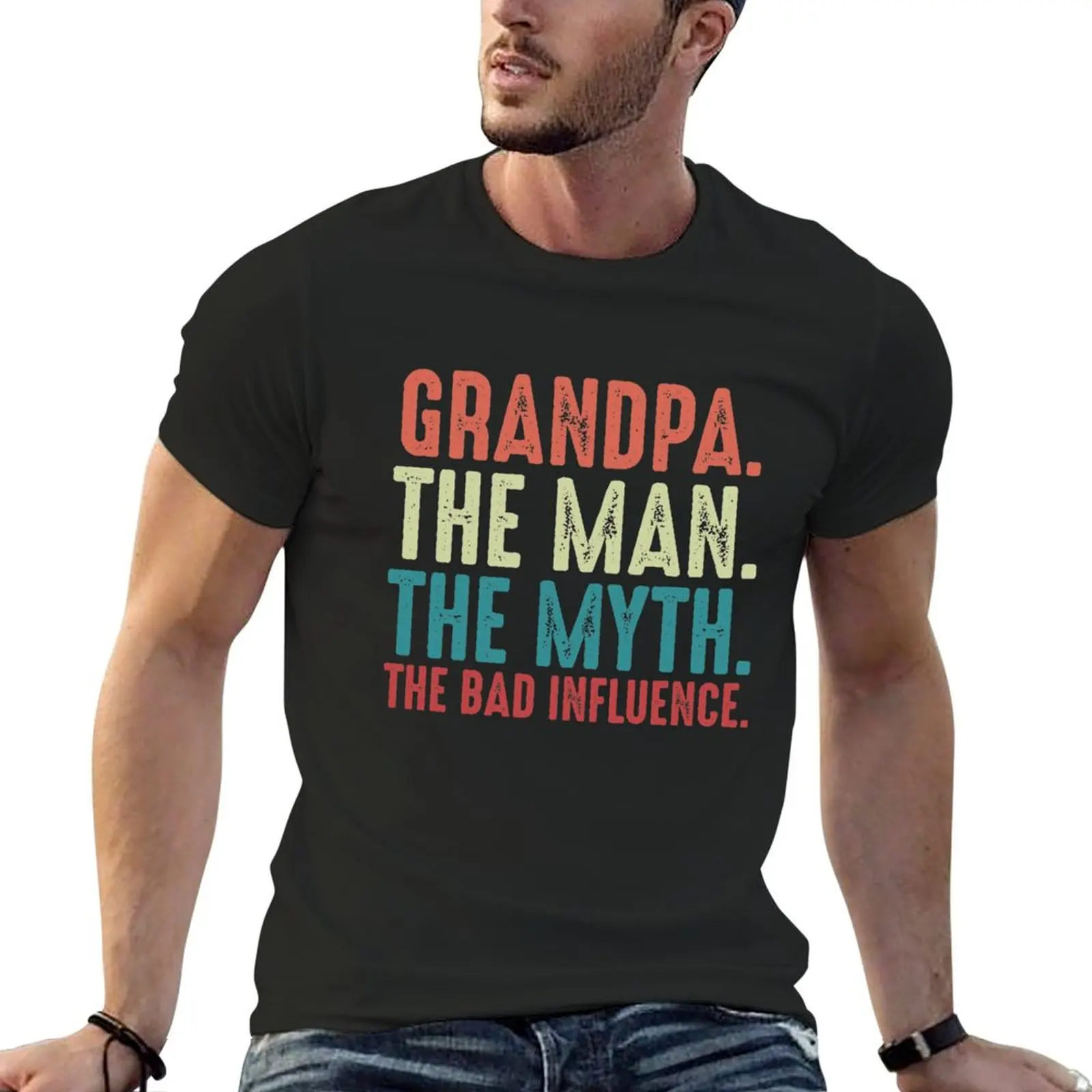 Grandpa The Man The Myth The Legend Bad Influence Fathers Day gift T-Shirt shirts graphic tees t shirt men