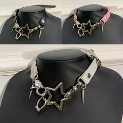 New Minimalism Hollow Five-pointed Star Collar Necklaces Women Gothic Rivets Pentagram Choker Necklace Hip Hop Punk Goth Jewelry