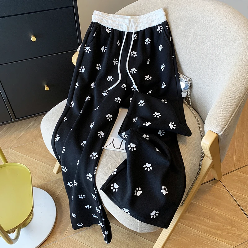 Women's Cute Pants Y2K Korean Edition Harajuku High Street College Loose Wide Leg 2000s Retro Sports Street Dance Pants Clothing