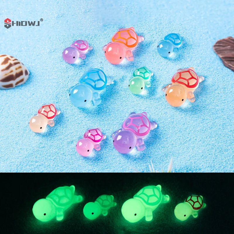 10Pcs Mini Turtles Luminous Ornament Miniature Figures Tiny Turtles Micro Fairy Garden Landscape Fairy Garden Home Decoration