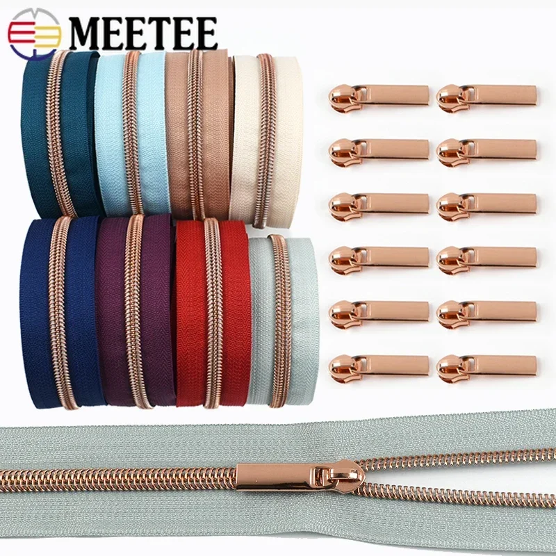 1/2/3Meter Meetee 5# Nylon Zipper By Meters Clothing Zippers Closure Sewing Zip Slider Puller Pocket Roll Zips Craft Closures