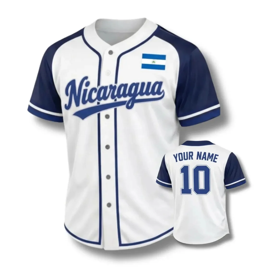 Nicaragua Baseball Button Up Jersey, Custom Name & Number Back，Men For Women Fans Gift