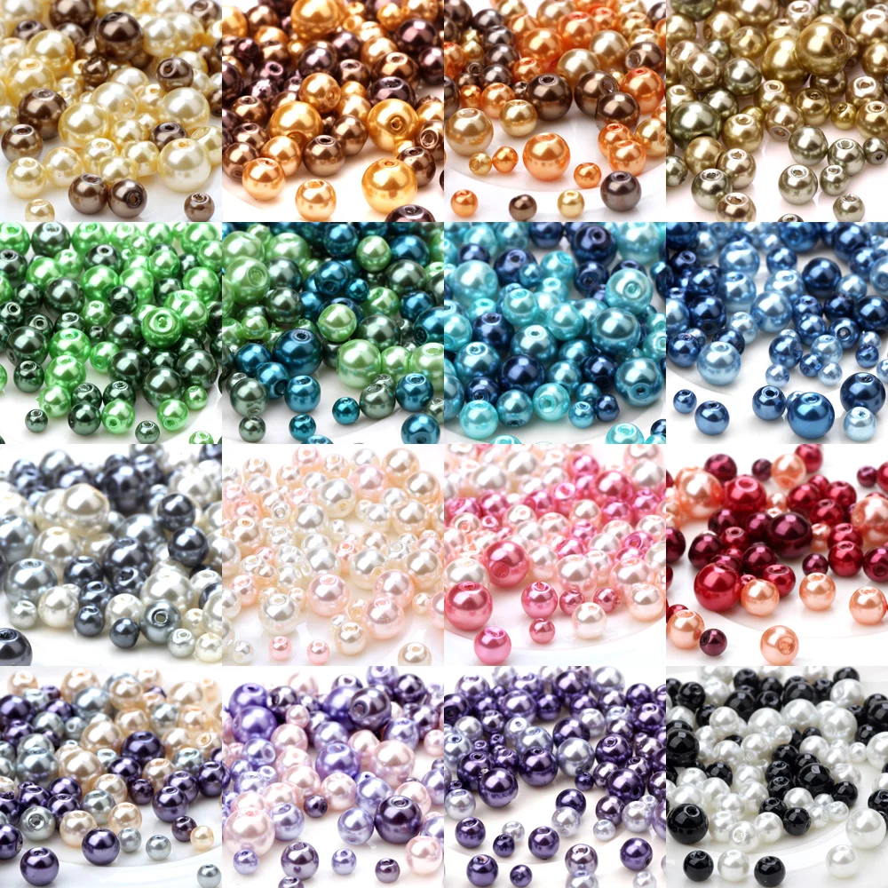 

Round Pearl Coated Glass 4mm 6mm 8mm Mixed Size 306pcs/Lot Loose Spacer Beads DIY Necklaces/Bracelets/Earrings Jewelry Making