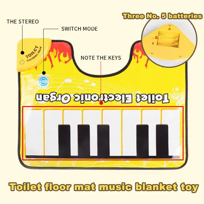 Piano Floor Mat Toilet Funny Toilet Piano Mat Gags & Practical Joke Toys For Boys Girls Kid For Toilet Bathroom Dorm Apartment