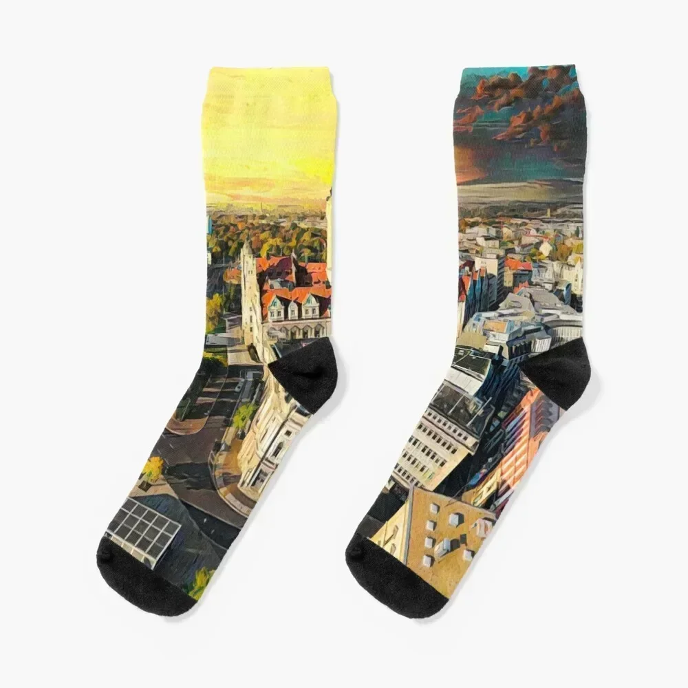

Streets of Leipzig Socks custom sheer Novelties valentine gift ideas Socks Woman Men's