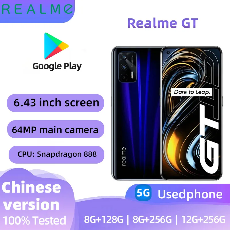 Realme GT 5G Android 6.5 inch Screen 64MP Camera 4500 Battery in Good Condition Unlocked used phone