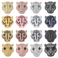 Multicolor Panther End Beads for Bracelet Making  Cubic Zirconia Beaded Needlework Diy Accessories Luxury Leopard Head Beads