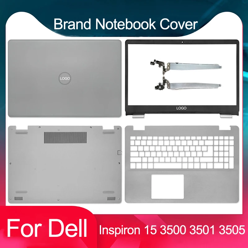 New For Dell Inspiron 15 3500 3501 3505 LCD Back Cover Front Bezel Palmrest Bottom Case Hinges Laptop Housing Cover Silvery