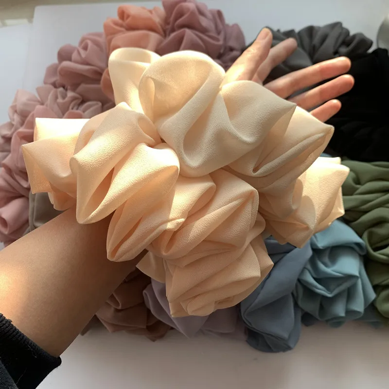 Große Chiffon-Haar gummis für muslimische Frauen benutzer definierte elastische voluminöse übergroße ordentliche Nähte malaysische Bündel Haar gummi – Detail 4