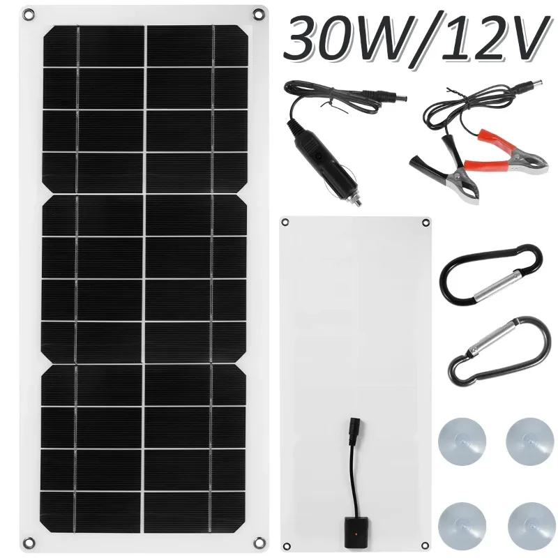 

30W Solar Panel Kit 12V Waterproof Solar Powered Charger Portable Charger Kit with USB Port For Phone RV Car Caravan Home Campi