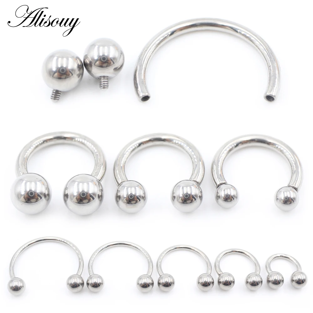 Alisouy 1PC Titanium Ball Internally Threaded Horseshoe Nose Ring Tragus Septum Helix Cartilage Earring Body Piercing Jewelry