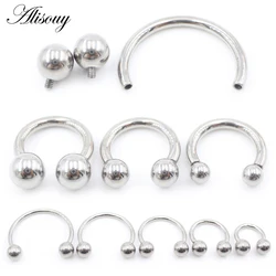 Alisouy 1PC Titanium Ball Internally Threaded Horseshoe Nose Ring Tragus Septum Helix Cartilage Earring Body Piercing Jewelry