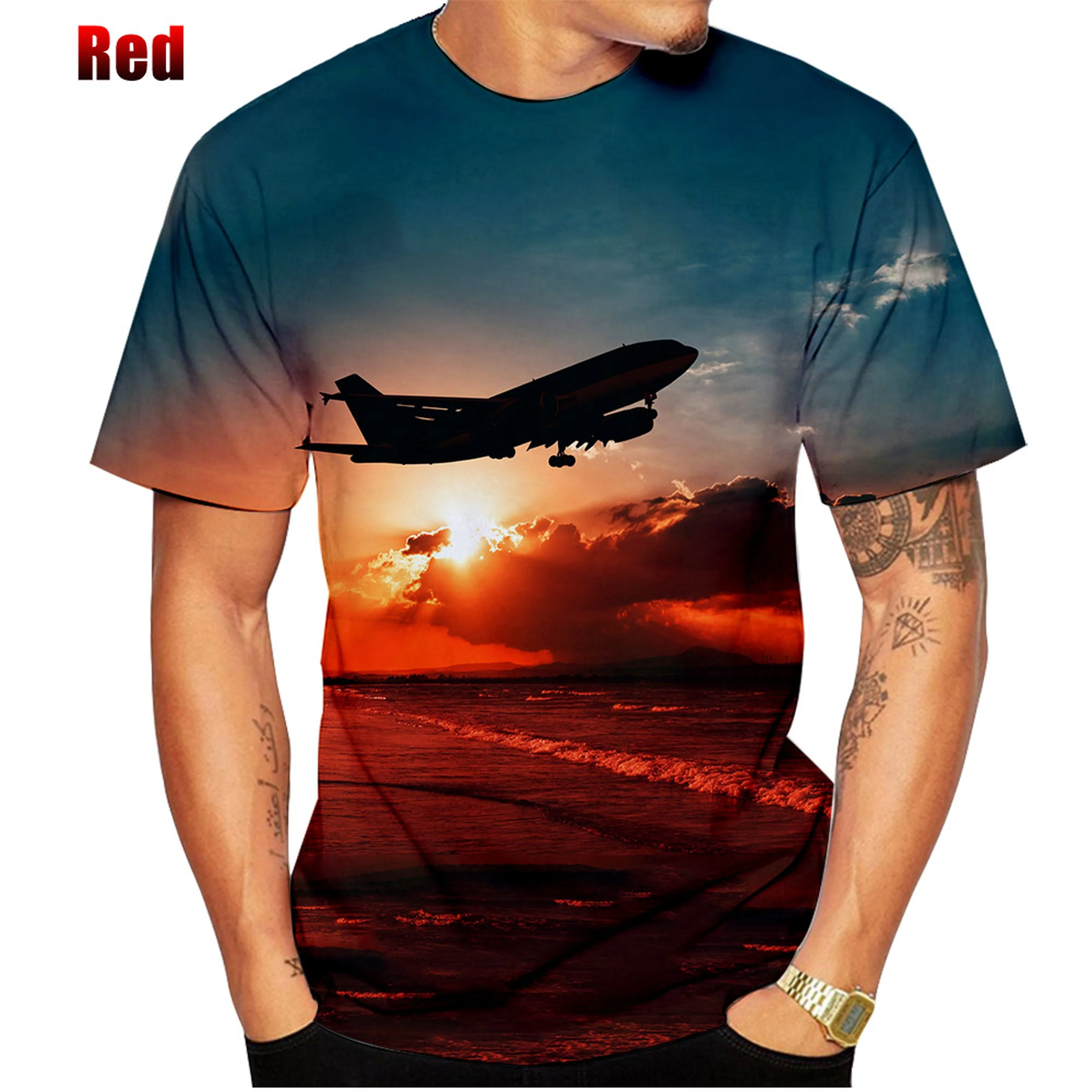 2022 Fashion Cool T-shirt Men/women 3d T-shirt Printing Airplane Short-sleeved Top