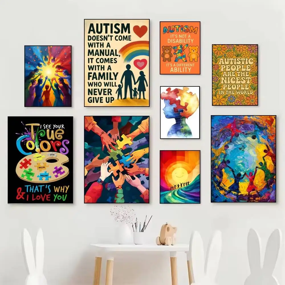 Love Autism Acceptanc Creative Slogan Manga Poster null
