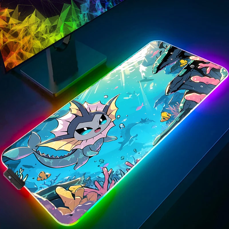 RGB Mouse Pad Pokemon Pikachu Gamer Gaming Accessories Varmilo Keyboard PC Computer Desk Mat Carpet Backlight LED Mousepad xxl