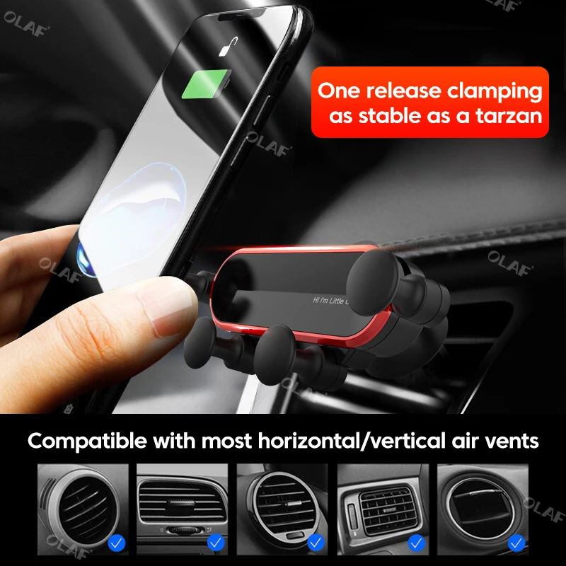 Gravity Car Phone Holder Mobile Cell Phone Stand Smartphone GPS Support Mount Air Vent Clip For iPhone 14 13 Pro Samsung Huawei