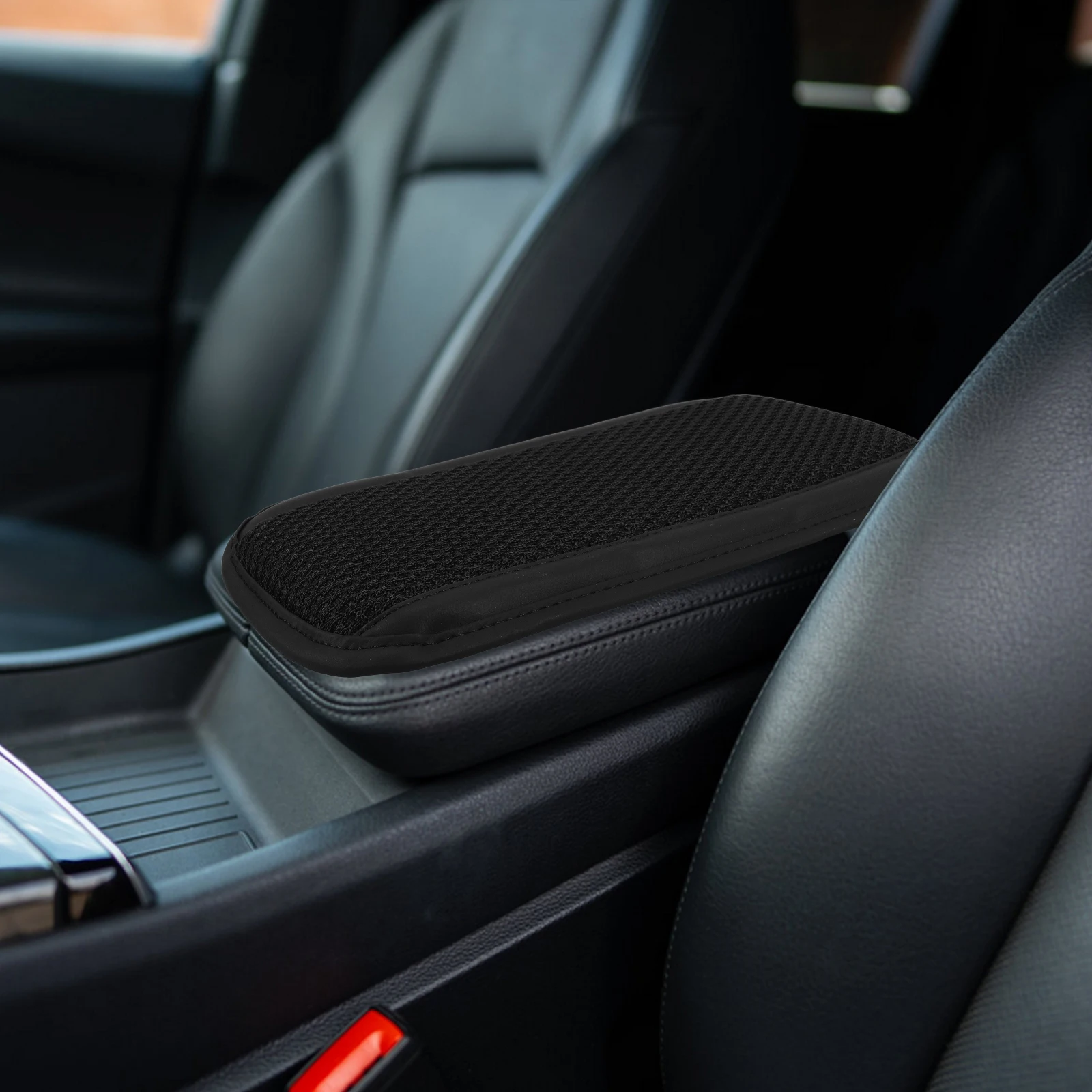 

Armrest Mat Car Padded Cover Black Center Console Pad for Most Vehicles Lightweight Proper Size Grid Stitching Design