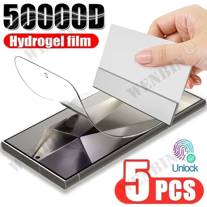 

5 Pcs Hydrogel Film For Samsung Galaxy S25 S24 S23 S22 Ultra Plus S24 FE Note 20 Ultra A56 A36 A26 A16 5G Screen Protector grip