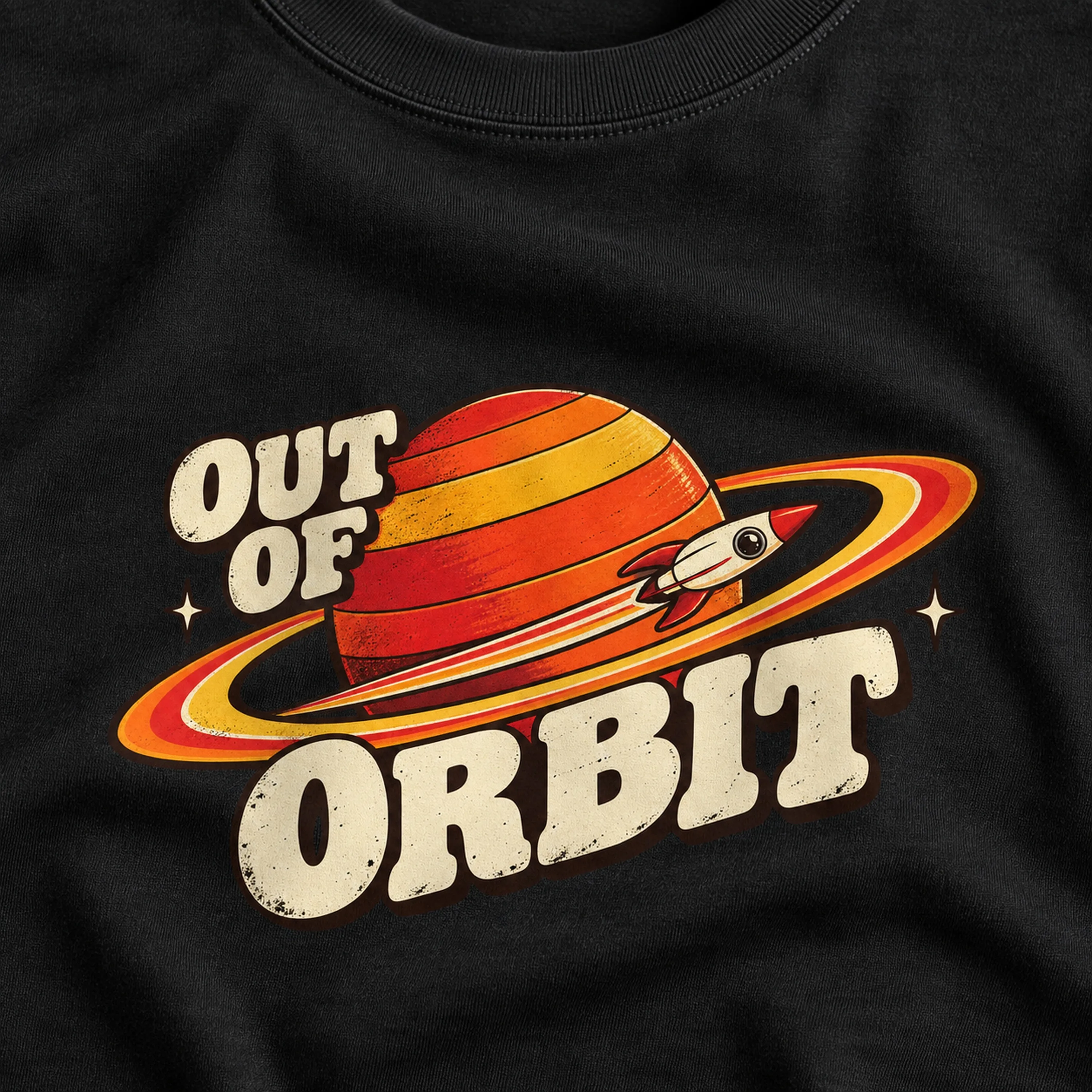 Out of Orbit Retro Space Graphic Crew Neck T-Shirt
