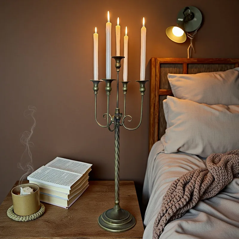 Factory Direct Compatible with Copper Iron Candlestick Living Room Entrance Decorative Candle Holder Vintage Branch Utensils