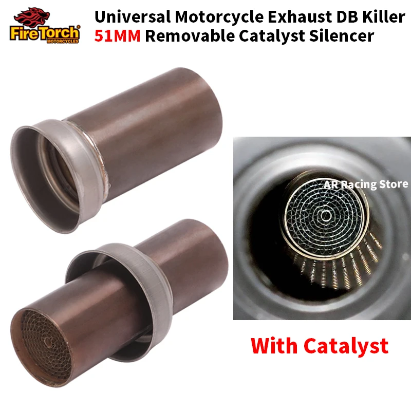 51mm Removable DB Killer Universal Motorcycle Exhaust Escape Catalysts Moto 50.8mm Damper Silencer Muffler Arrester Dit Bike