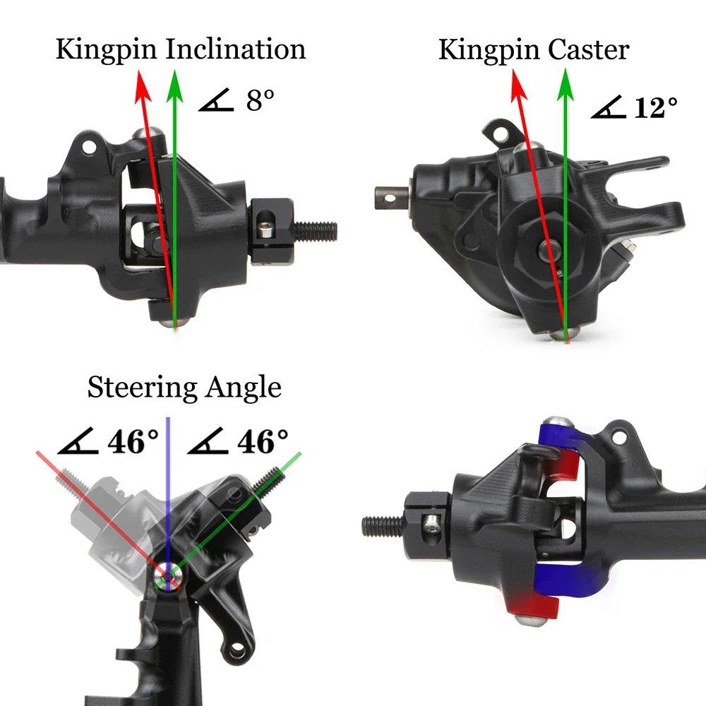 Integrated CNC Aluminum Front Rear Axle with Optional Bevel Gear SOA Mount for 1/10 RC Crawler Rig SCX10 II Element Enduro CC01