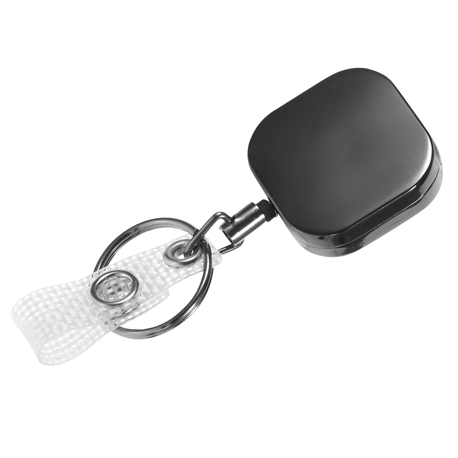 

Square Retractable ID Card Holder Badge Clip Keychain Gun Black Nurses Office Students Portable Storage Solution