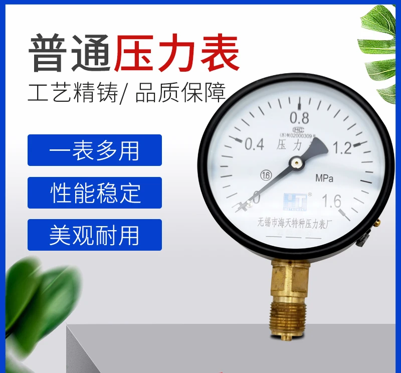 Wuxi Haitian Special Pressure Gauge Factory Y-100-I pressure gauge 1.6MPA.40MPA pressure gauge water pressure gauge