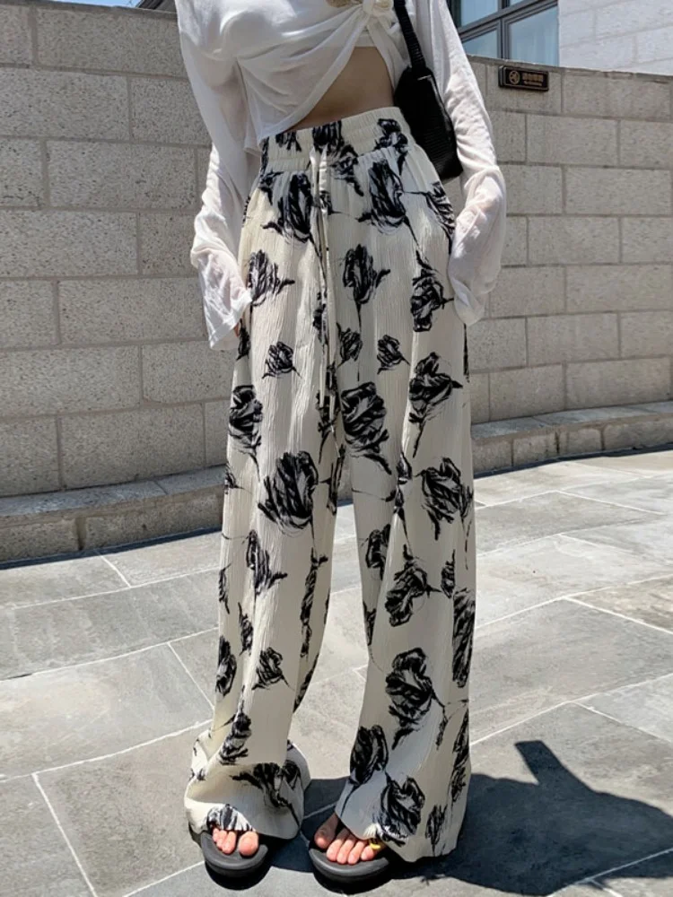 

Pants Women Vintage Soft Print Ins All-match Streetwear High Waist Casual Full Length Ulzzang Loose Hot Sale Female Straight New