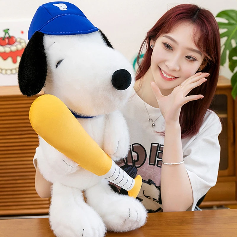 

35-80cm Snoopy Plush Toys Baseball Large Cartoon Plushie Anime Birthday Pillow Sofa Back Dog Doll Stuffed Gift for Children Xmas