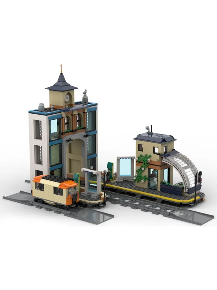 957-PCS Bouw Centraal Treinstation MOC Aanpassen Modulaire Bouwsteen Creatief Ontwerp Kinderen DIY Kerst Speelgoed Cadeau - afbeelding 2