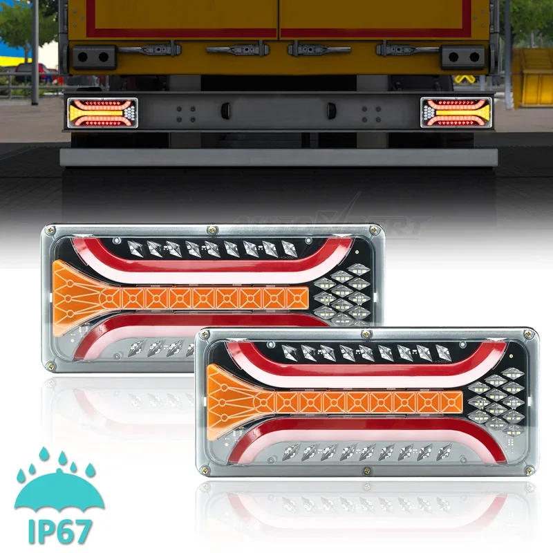 2x24V LED Car Truck Tail Lights Taillight Rear Brake Light Indicator Stop Signal Lamp Trailer Caravan Lorry Caravan Bus Boat RV