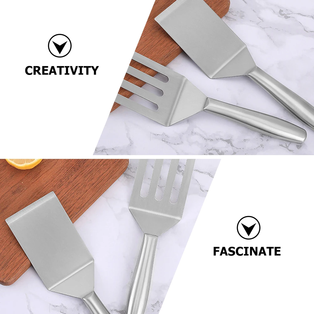 

1pcs Stainless Steel Steak Spatula Curved Oil Drain Frying Tool Non-Stick Kitchen Cooking Shovel For Home