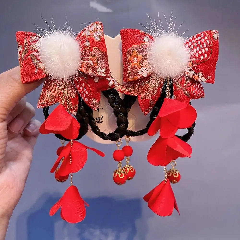 

Новый модный головной убор для девочек, головные уборы ханьфу, новогодние аксессуары для волос, заколки для волос с кисточками в виде кролика, заколки, детская заколка для волос