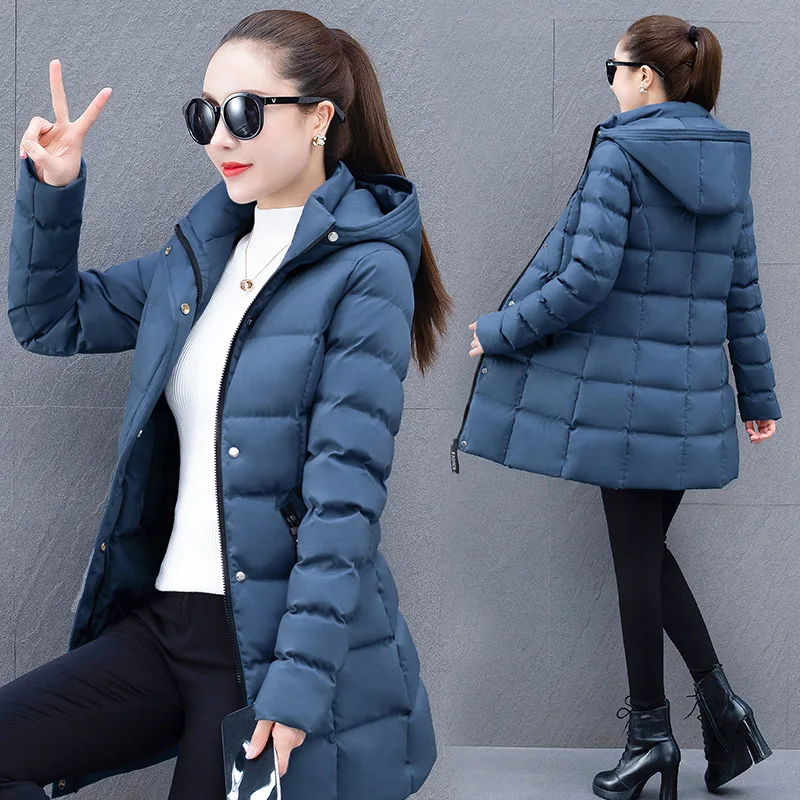 المرأة منتصف طول مقنعين أسفل سترة قطن سميكة الدافئة الخبز نمط معطف الشتاء النسخة الكورية الأم نمط غير رسمي البوليستر F... #1