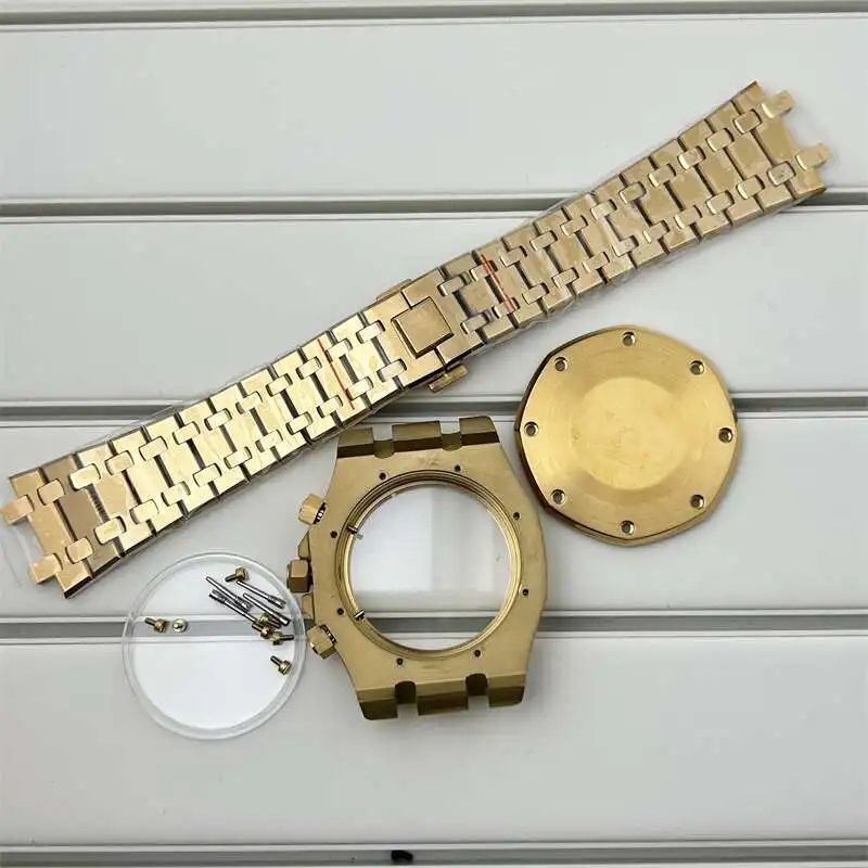 Multifunction 42MM Silver Black Rose Gold Watch Case 6pinHands for Oak Accessory Part 31.8mm Dial VK63 Quartz Movement No Brand