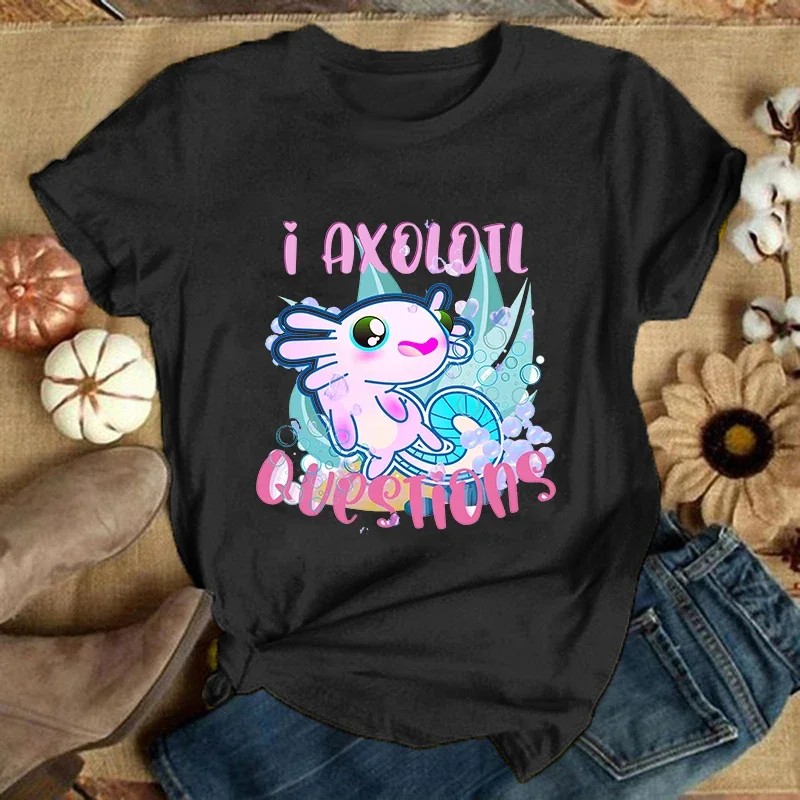 

(Premium T-shirt)Fashion New Axolotl I Axolotl Questions T-Shirt And Women Cartoon T-Shirt Harajuku Streetwear T-Shirt