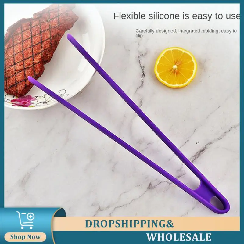 Silicone Food Toast Tongs Trivet Tongs For Kitchen Tongs Non-slip Cooking Clip Clamp BBQ Salad Tools Grill Kitchen Accessories