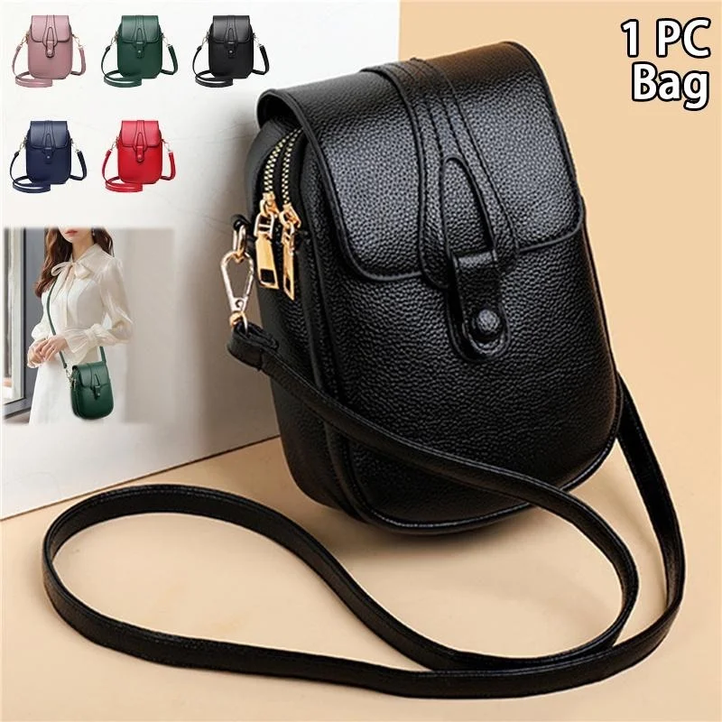 Women's PU Crossbody Shoulder Bags Retro Style Handbags Purses Mobile Phone Bag for Ladies