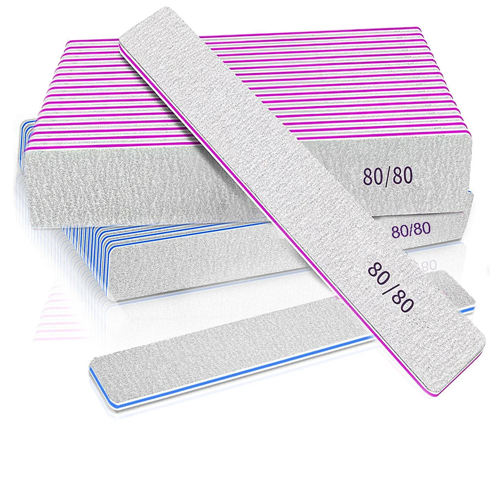 

25/50 Pcs Nail File 80/80 Grit Emery Board for for Natural or Fake Nails Professional Washable Doubled Sides Toenail Files Tools