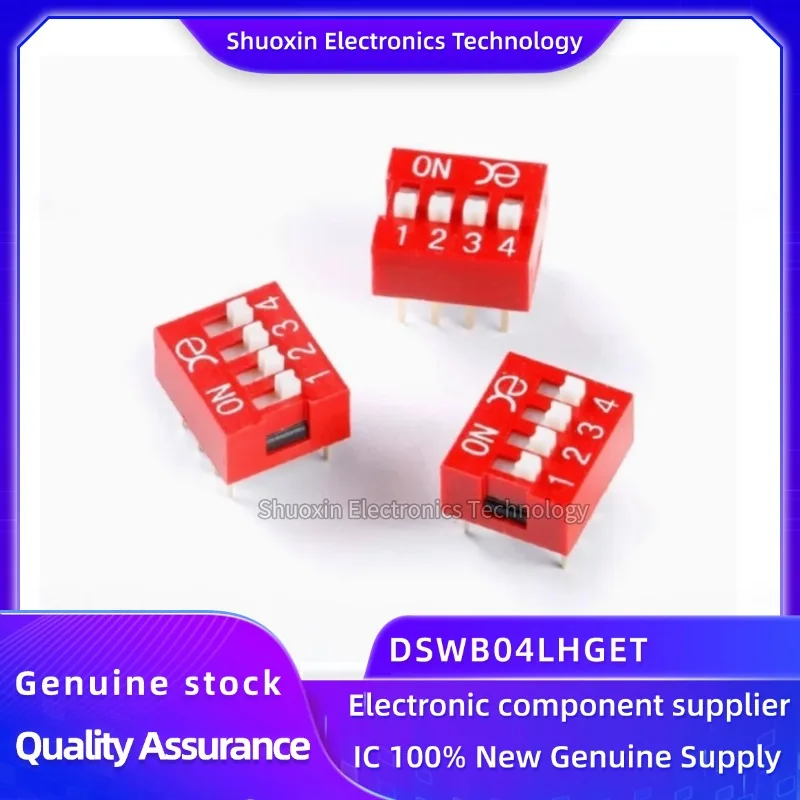 

10-100 Pieces DSWB04LHGET 2.54mm Pitch 4 Digit Push Dip Switch/Toggle Code Switch/Red 100% New