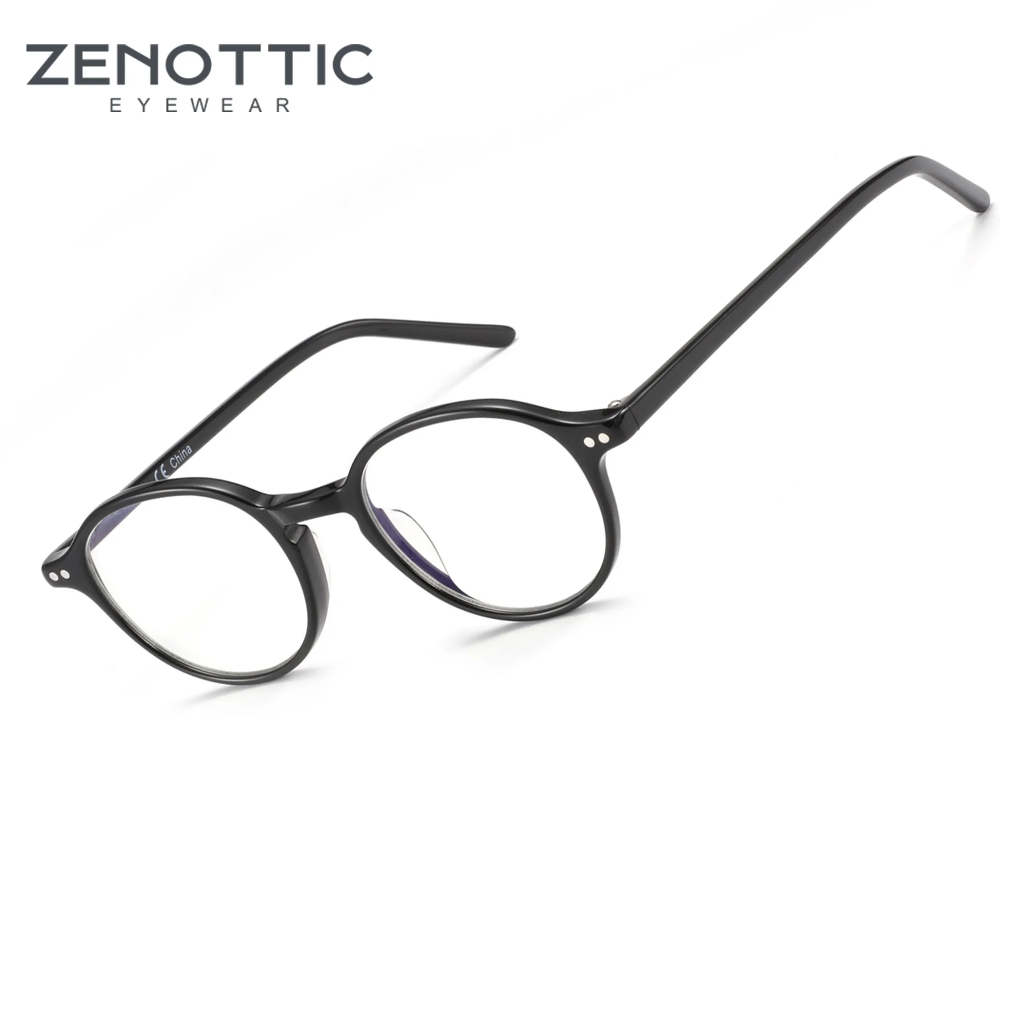 ZENOTTIC Blue Light Acetate Glasses Frames Retro Round Optical Eyewear Computer Gaming Goggles Spectacles