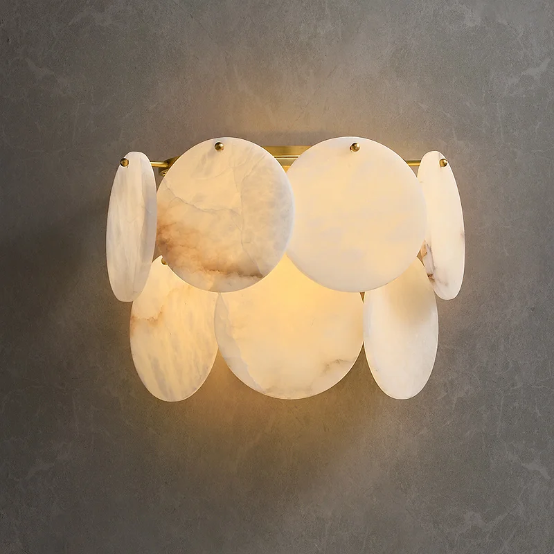 Modern Living Room Bedroom Brass Marble Wall Lamp Nordic Villa Hotel Aisle Corridor Copper Alabaster Wall Light Sconces