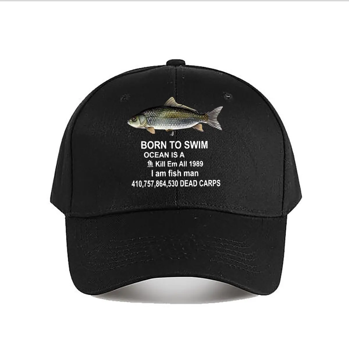 Realistic Silver Fish Illustration Baseball Cap Fashion Men Sunhat Women's Outdoor Sports