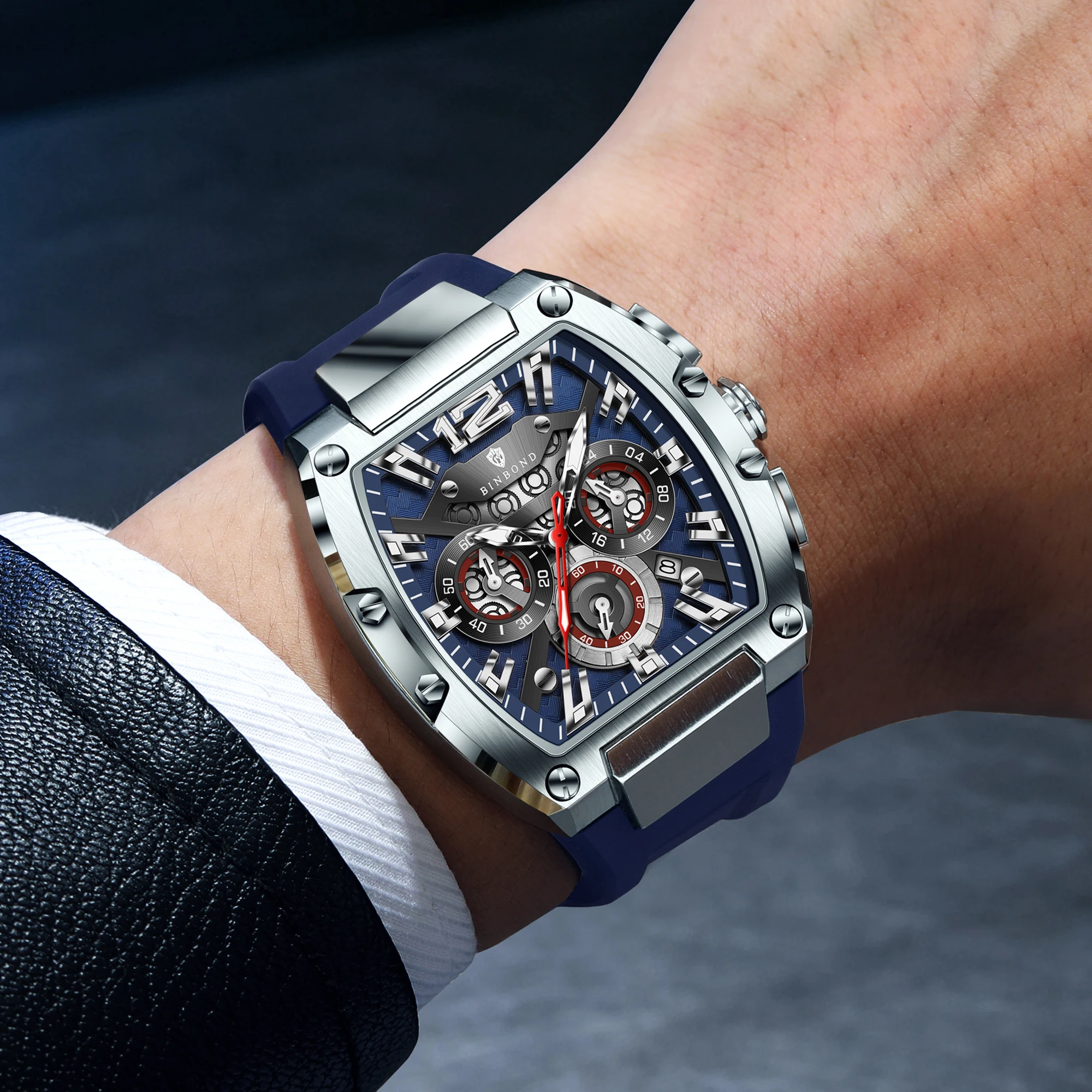 BINBOND 213 Fashion Sports Quartz Watches for Man Multifunction Chronograph Watch Luminous 30M Waterproof Casual Men Wristwatch
